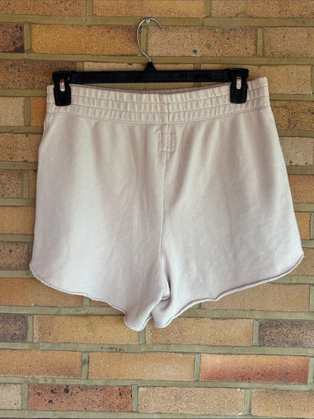 aerie Tan Elastic-Waist Roll Hem Athletic Fleece Shorts M